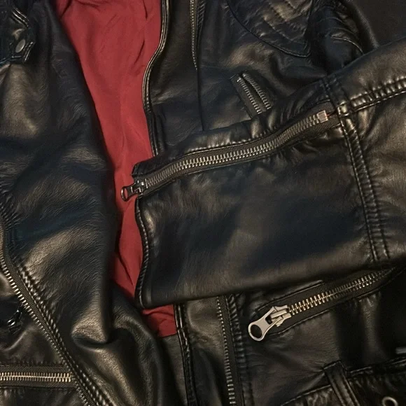 Free People We the Free Faux Leather Jacket With Buckles Size Large